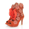 hollow out high heel rhinestone cut women sandals boots